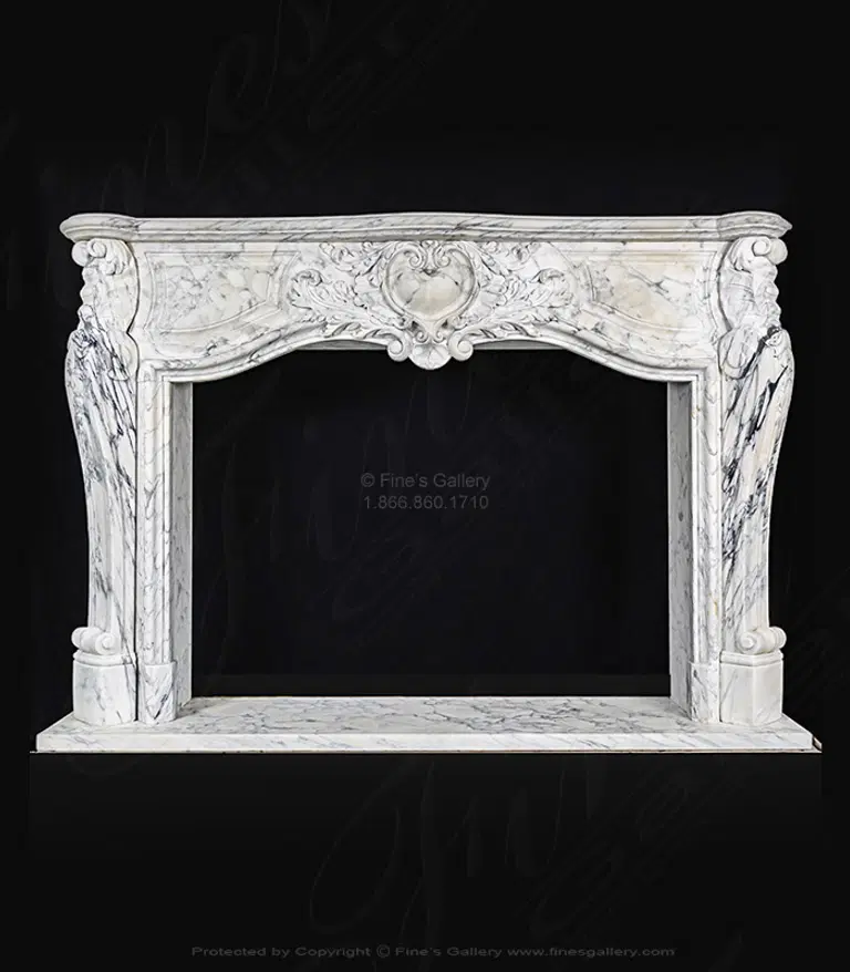 Rare French Style Mantel in Exotic Arabascato Corchia Gold Marble